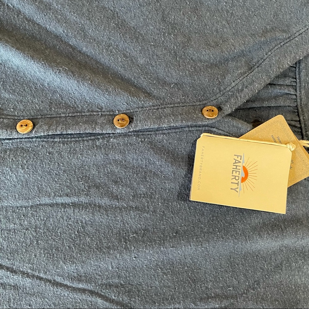 *new* Faherty midi sleeveless blue dress- organic cotton Annie Knit Henley Dre - Picture 5 of 10